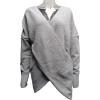 imageCHARTOU Womens Trendy V Neck Crisscross Knitted Sweater Pullover KnitwearGrey