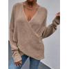 imageCHARTOU Womens Trendy V Neck Crisscross Knitted Sweater Pullover KnitwearKhaki