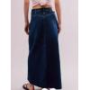 imageCHARTOU Womens Wrap Denim Midi Skirt A Line Long Jean Skirt Flowy Slit Mid Waist Cargo Skirts with PocketsDark Blue