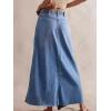 imageCHARTOU Womens Wrap Denim Midi Skirt A Line Long Jean Skirt Flowy Slit Mid Waist Cargo Skirts with PocketsLight Blue