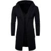 imageCHARTOU Mens Hooded Long Sleeve Open Front Midi Long Knitted CardiganBlack
