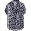 imageCHARTOU Mens Summer Spread Collar Short Sleeve Leopard Print Loose Fit Beach ShirtBlack