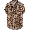 imageCHARTOU Mens Summer Spread Collar Short Sleeve Leopard Print Loose Fit Beach ShirtBrown