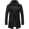 imageCHARTOU Mens Thermal Single Breasted Wool Blend Coat Business Peacoat with Detachable ZipperBlack