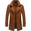 imageCHARTOU Mens Thermal Single Breasted Wool Blend Coat Business Peacoat with Detachable ZipperCaramel