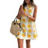 imageCHARTOU Women 2025 Summer Sleeveless Floral Short Shift Dress Cotton Linen Loose Tank DressYellow