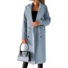 imageCHARTOU Women Casual Double Breasted Mid Long Pea Coat Winter Notched Lapel Wool Coat Jacket OvercoatLight Blue
