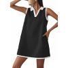 imageCHARTOU Women Causal Loose Fit Tennis Golf Mini Dress Summer Sleeveless Tunic Shirt Dress with PocketsBlack