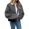 imageCHARTOU Women Cropped Wool Blend Pea Coat Short Jacket Peacoat Long Sleeve Button Down Crop JacketGrey