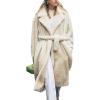 imageCHARTOU Women Faux Fur Coat Long Sleeve Winter Fluffy Jacket Overcoat Warm Fuzzy Coat Cardigan with Belt OutdoorBeige