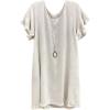 imageCHARTOU Women Loose Linen Mini Dress Summer Modest Frayed T Shirt Dress Flowy Ruffle Short Sleeve Shift Dress PocketWhite