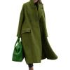 imageCHARTOU Women Oversized Long Winter Coats Warm Wool Blend Pea Trench Coat OvercoatGreen