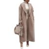 imageCHARTOU Women Oversized Long Winter Peacoat Lapel Collar Boucle Wool Blend Trench OvercoatKhaki