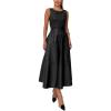 imageCHARTOU Women PU Faux Leather Sleeveless Elegant Flowy Long Dress Party Night Out Dress with BeltBlack