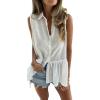 imageCHARTOU Women Summer Babydoll Tops Button Down Sleeveless Peplum Ruffle Blouse Tunic ShirtBeige
