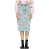 imageCHARTOU Women Summer Floral Print Denim Midi Skirts High Waisted Side Slit Distressed Mini Skirts with PocketsBlue