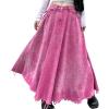 imageCHARTOU Women Summer Long Jean Skirt Y2k Low Waist Frayed Raw Cut Washed Denim Maxi SkirtPink