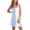 imageCHARTOU Women Summer Sleeveless Linen Dress Color Block Short Beach Vacation Tank DressBlue