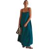 imageCHARTOU Women Summer Spaghetti Straps Linen Sleeveless Maxi Long Flowy DressBlue