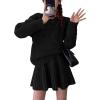 imageCHARTOU Women Sweater Skirt 2 Pieces Outfits Oversized Pullover Sweater and Pleated Mini SkirtBlack