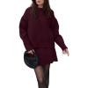 imageCHARTOU Women Sweater Skirt Sets 2 Pieces Outfits Loose Fit Pullover Sweater Knitted Mini SkirtWine
