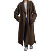 imageCHARTOU Women Vintage DoubleBreasted Wool Coat Notch Lapel Tweed Long Trench Coat Windproof Belted OvercoatBrown