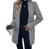 imageCHARTOU Women Winter Mid Long Wool Coat Jacket Open Front Pea Coat Blazer Casual Stand Collar Peacoat Trench Coat OvercoatGrey