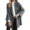 imageCHARTOU Women Wool Coat Peacoat Jacket Thick Loose Double Breasted Pea Coat Woolen Winter OvercoatBlack