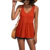 imageCHARTOU Womens Basic UNeck Sleeveless Shirred Flowy Peplum Shirt Tank TopsOrange