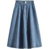 imageCHARTOU Womens Casual Back Elastic Waist Flared Summer Denim Jean ALine Midi SkirtBlue
