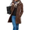 imageCHARTOU Womens Casual Thicken Wool Blend Stand Collar Single Breasted Pea CoatBrown