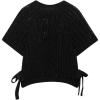 imageCHARTOU Womens Chunky Knit Cropped Sweater Vest Cute Side Bow Tie Hollow Out Loose Pullover Tank TopsBlack