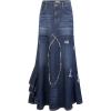 imageCHARTOU Womens Distressed Packaged Hip Irregular Ruffle Tiered Maxi Long Denim SkirtDark Blue