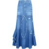imageCHARTOU Womens Distressed Packaged Hip Irregular Ruffle Tiered Maxi Long Denim SkirtLight Blue