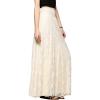 imageCHARTOU Womens Elegant Floral Lace Elastic High Waist Pleated Maxi Long Beach SkirtsBeige