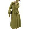 imageCHARTOU Womens Elegant Lapel Collar RibKnit Open Front Cardigan Long Sweater Jacket OvercoatGreen