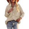 imageCHARTOU Womens Fall Casual Shacket Lightweight Long Sleeve Button Down Corduroy Shirt Jacket CoatApricot