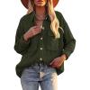 imageCHARTOU Womens Fall Casual Shacket Lightweight Long Sleeve Button Down Corduroy Shirt Jacket CoatArmy Green