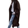 imageCHARTOU Womens Oversized Notched Collar Wool Blend Single Breast Midi Long Trench CoatCoffee