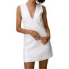 imageCHARTOU Womens Summer Sleeveless Mini Dress Cotton Linen V Neck Cinched A Line Slim Tank Short DressWhite