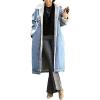 imageCHARTOU Womens Thicken Loose Sherpa Fleece Lined Button Down Long Denim Jacket OvercoatLight Blue