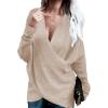 imageCHARTOU Womens Trendy V Neck Crisscross Knitted Sweater Pullover KnitwearApricot