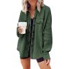 imageCHARTOU Womens Vintage Banded Collar Button Down Baggy Loose Fit MidWeight Frayed Waffle Knit Shacket Shirt TopsArmy Green