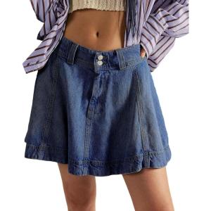 imageCHARTOU Women Denim Mini A Line Skirt Summer Lightweight Washed Cute Y2k Jean Short SkirtDark Blue