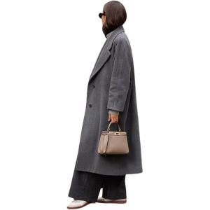 imageCHARTOU Women Long Winter Pea Coat Elegant Casual Loose Fit Jacket Wool Blend OvercoatGrey