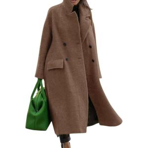 imageCHARTOU Women Oversized Long Winter Coats Warm Wool Blend Pea Trench Coat OvercoatCamel
