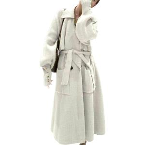 imageCHARTOU Womens Elegant Lapel Collar RibKnit Open Front Cardigan Long Sweater Jacket OvercoatBeige
