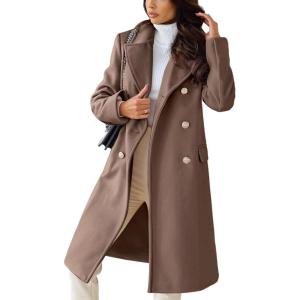 imageCHARTOU Womens Winter Jacket DoubleBreasted Wool Blend Warm Long Trench CoatKhaki
