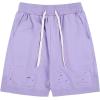 imageCHARTOU UnisexAdults Fashion Broken Drawstring Elastic Waist Cotton Casual Loose Athletic ShortsPurple