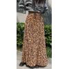 imageCHARTOU Womens Back Elastic Waist Leopard Print Shirring Pleated A Line Maxi Long SkirtYellow
